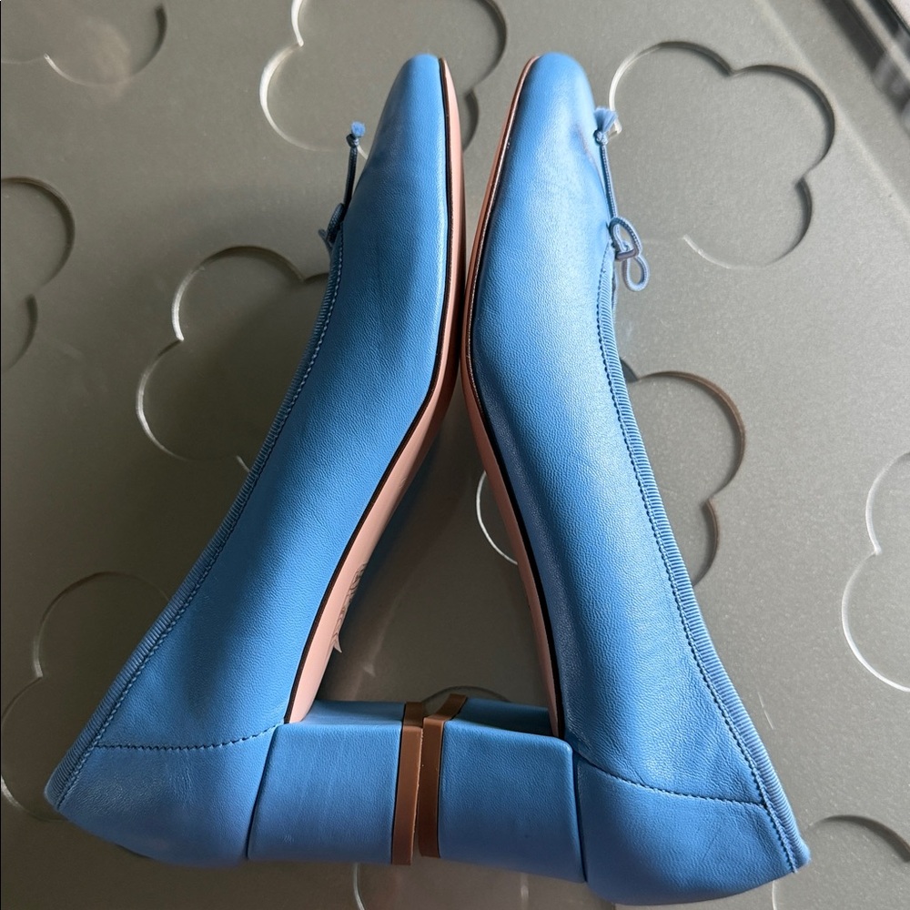 J. CREW Kate Block Heel Ballet Pumps Blue Women's Size 7 - Picture 15 of 16